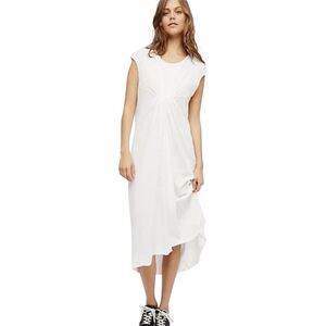 Free People Beach Dress Womens XS Gathered Midi Asymmetrical Flowy Boho Summer